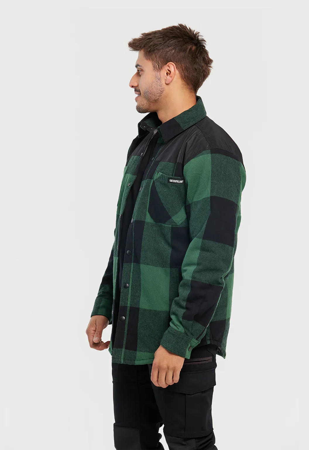 Block Check Insulated Shirt Jacket - Pine Needle Black - Image 3