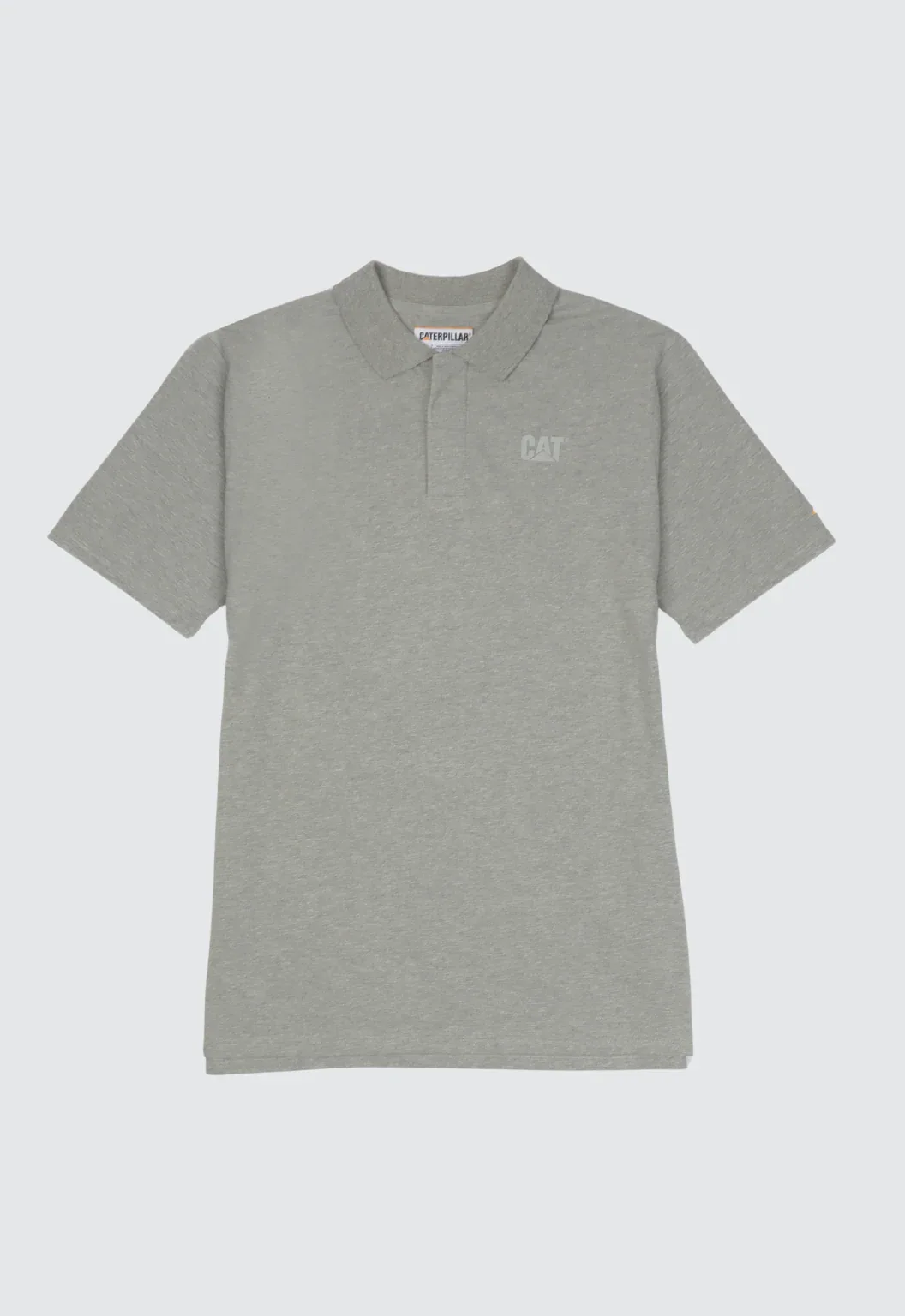 Cat Logo Pique Polo - Heather Grey