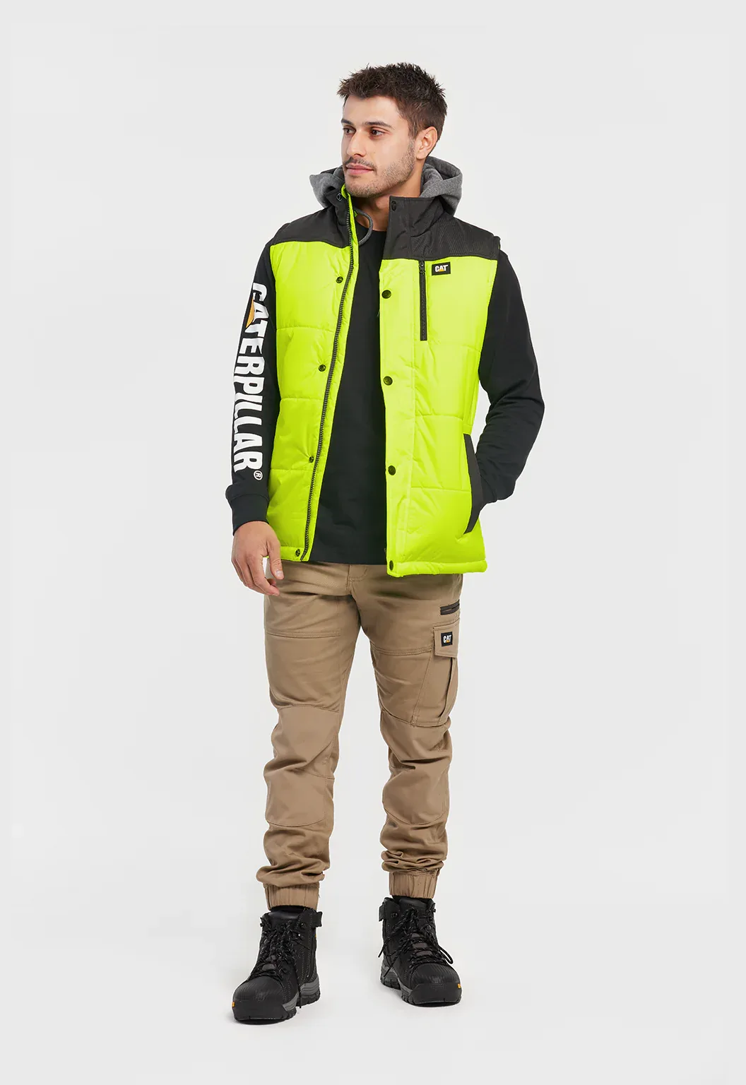 Hi-Vis Hooded Work Vest - Yellow - Image 4