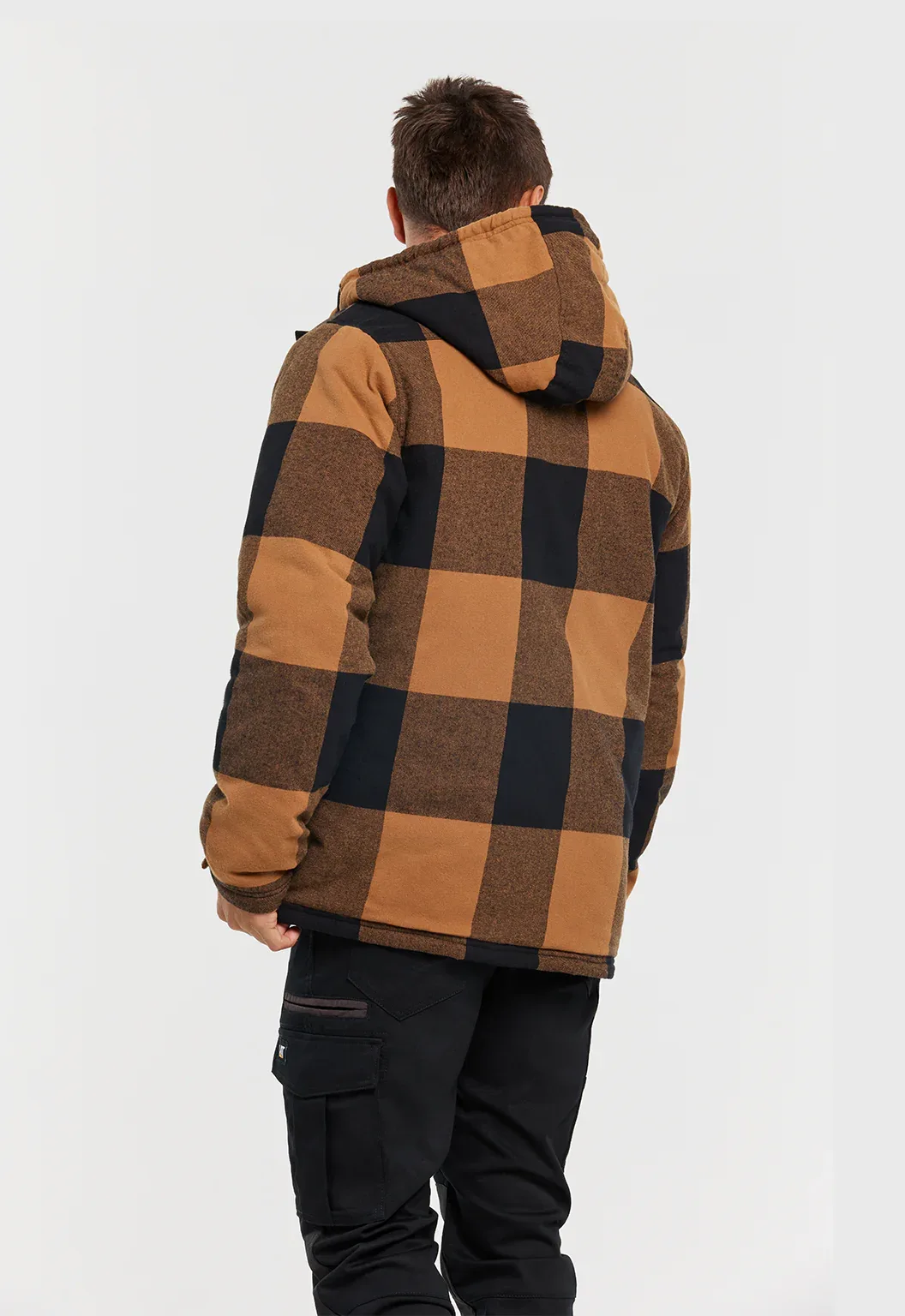 Hooded Flannel Shirt Jacket - Black Bronze - Image 4