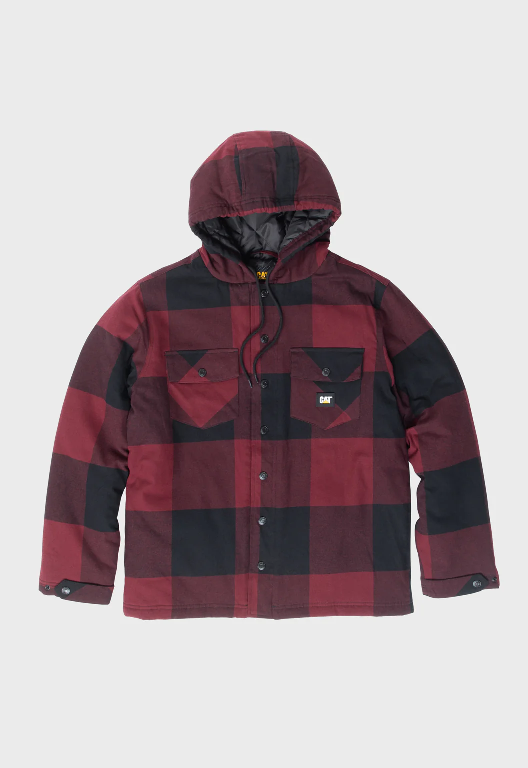Hooded Flannel Shirt Jacket - Carmenere/Black